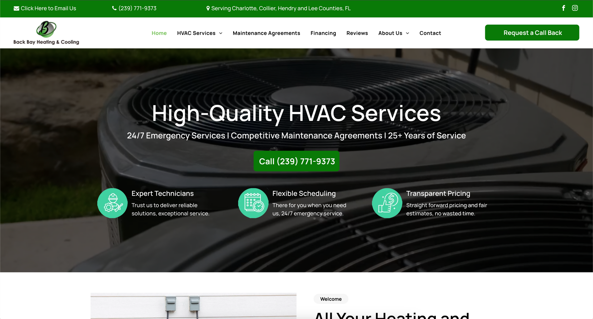 A website for high quality hvac services.