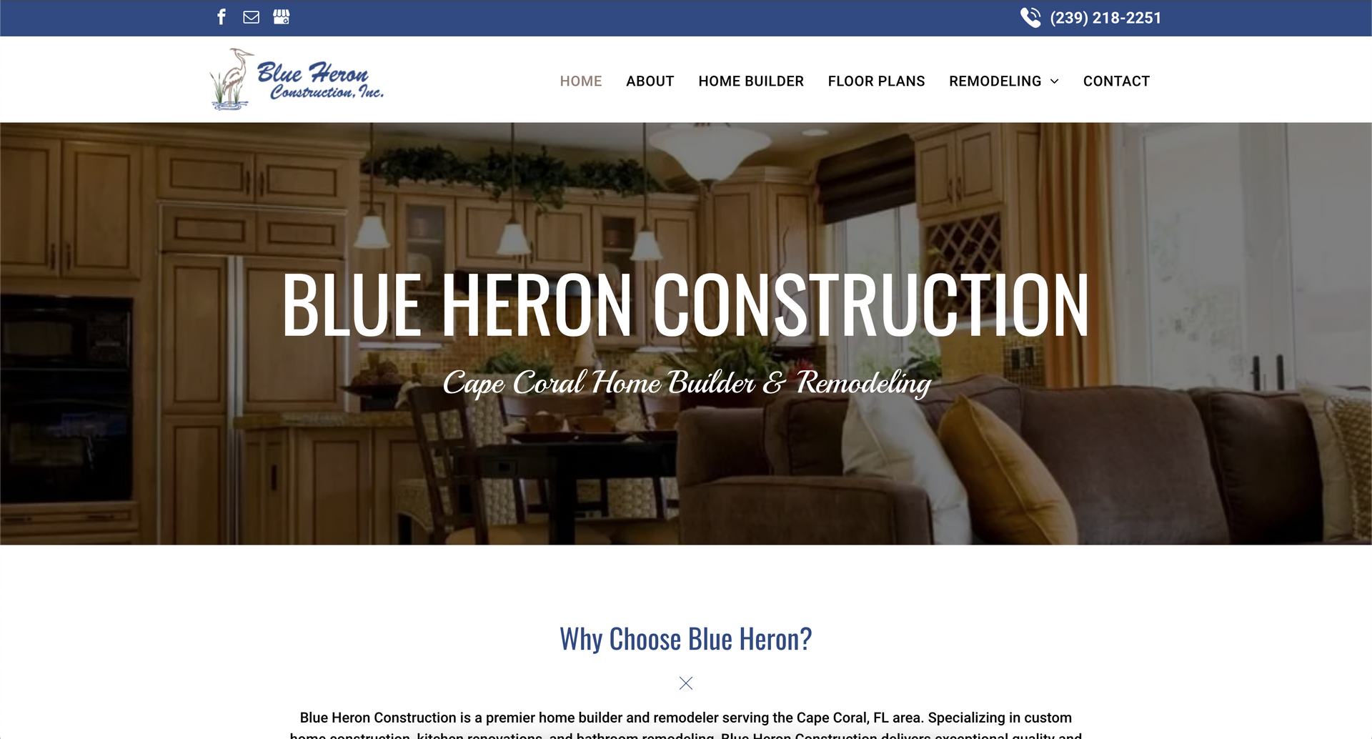 The blue heron construction website.