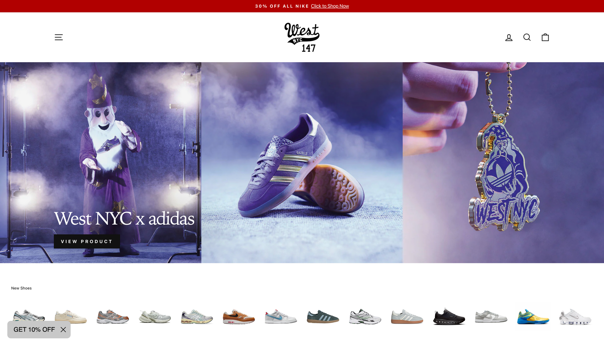 A screenshot of the website for west nyc