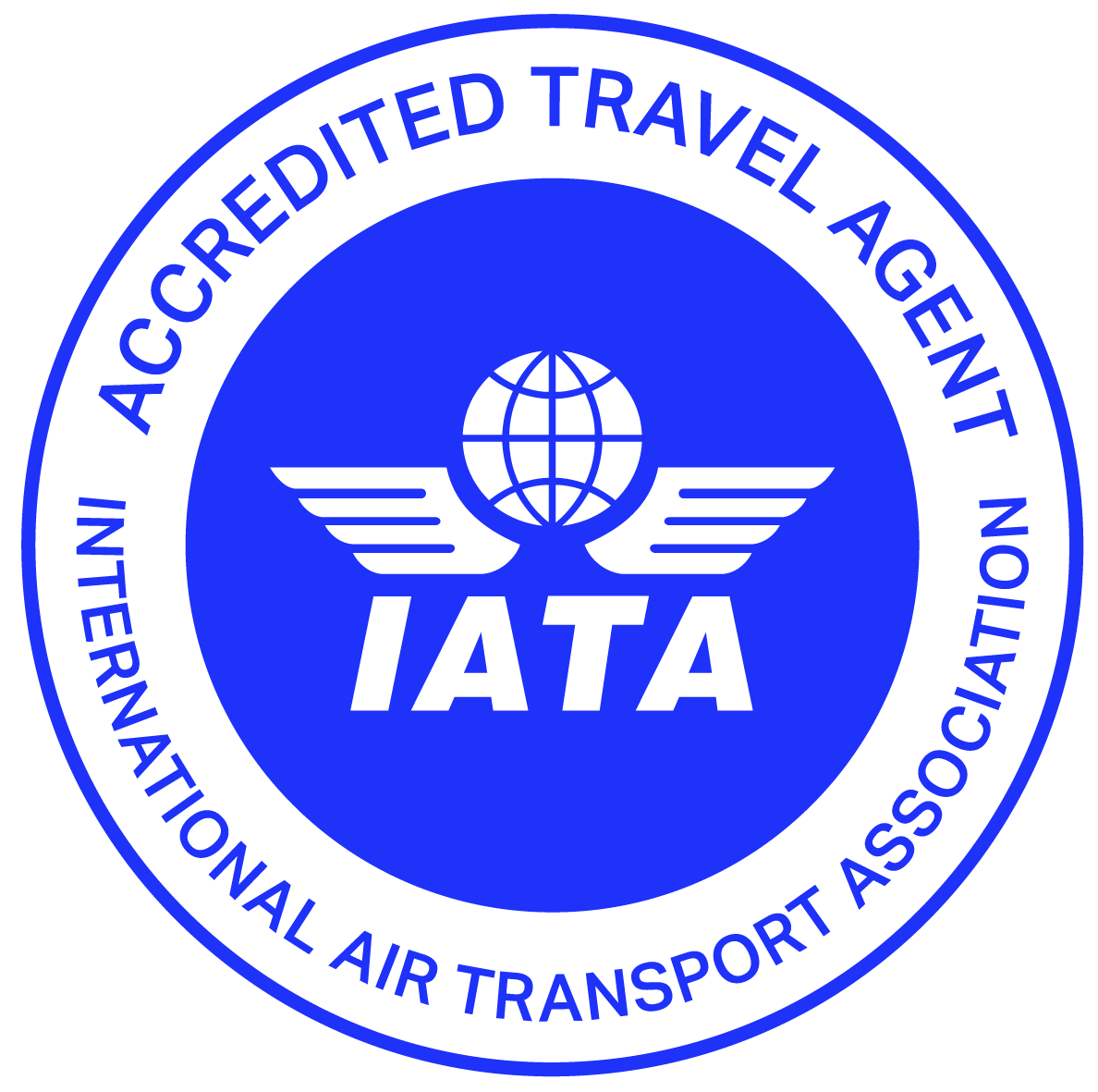 An accredited travel agent logo for the international air transport association