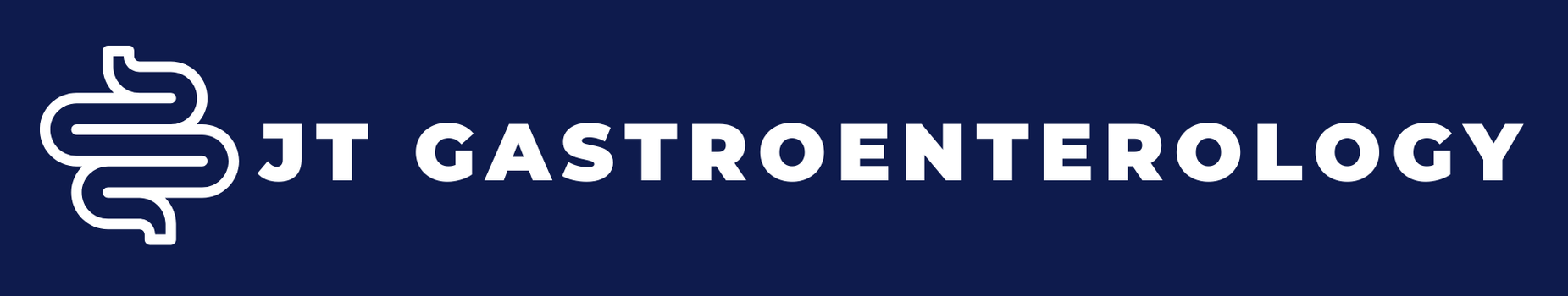 The JT Gastroenterology logo, featuring a white digestive tract icon next to white text on a dark blue background.