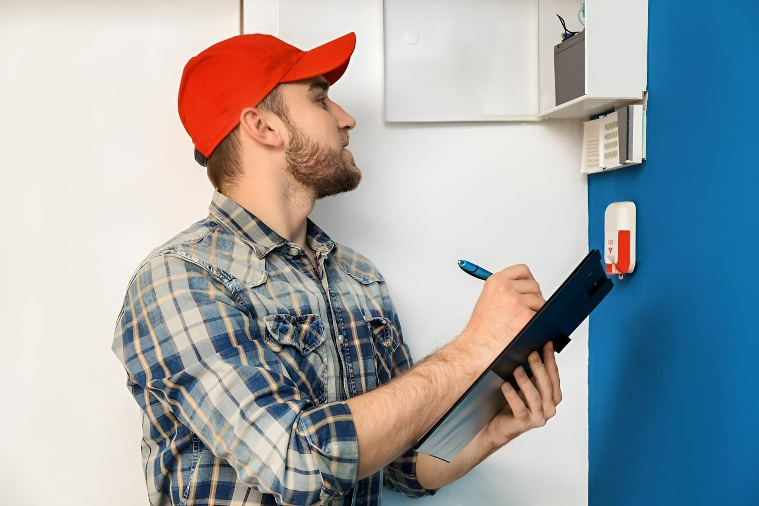 A Man Is Writing On A Clipboard — Chris North Electrical In Cooroy, QLD