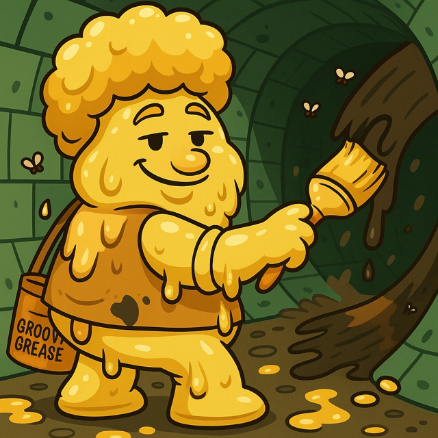 Person in work clothes opening a rusty manhole cover in grassy area.