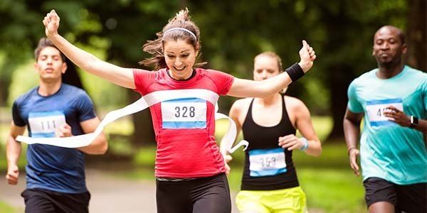 Crossing the finish line on a sponsored run