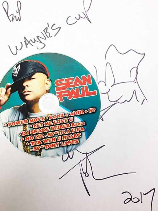 Sean Paul gives Wayne's Cup signed copy of latest single