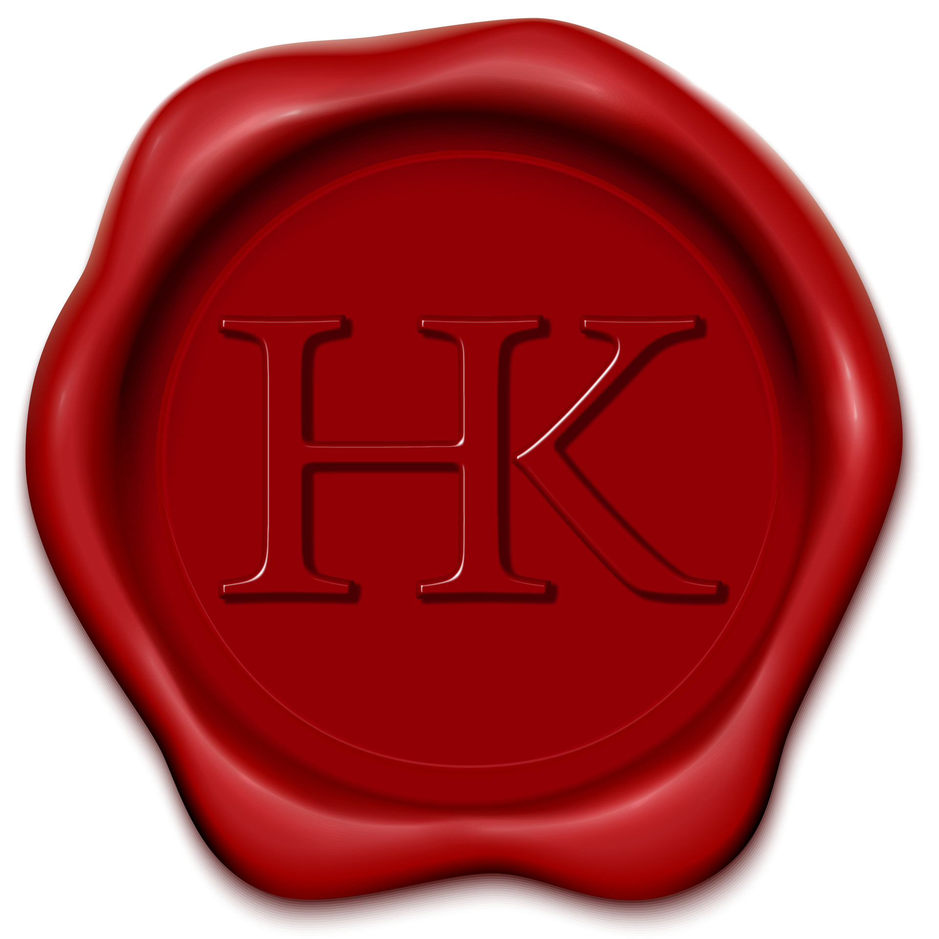 Hilary Kerr logo featuring a red wax stamp and the letters H and K embossed.