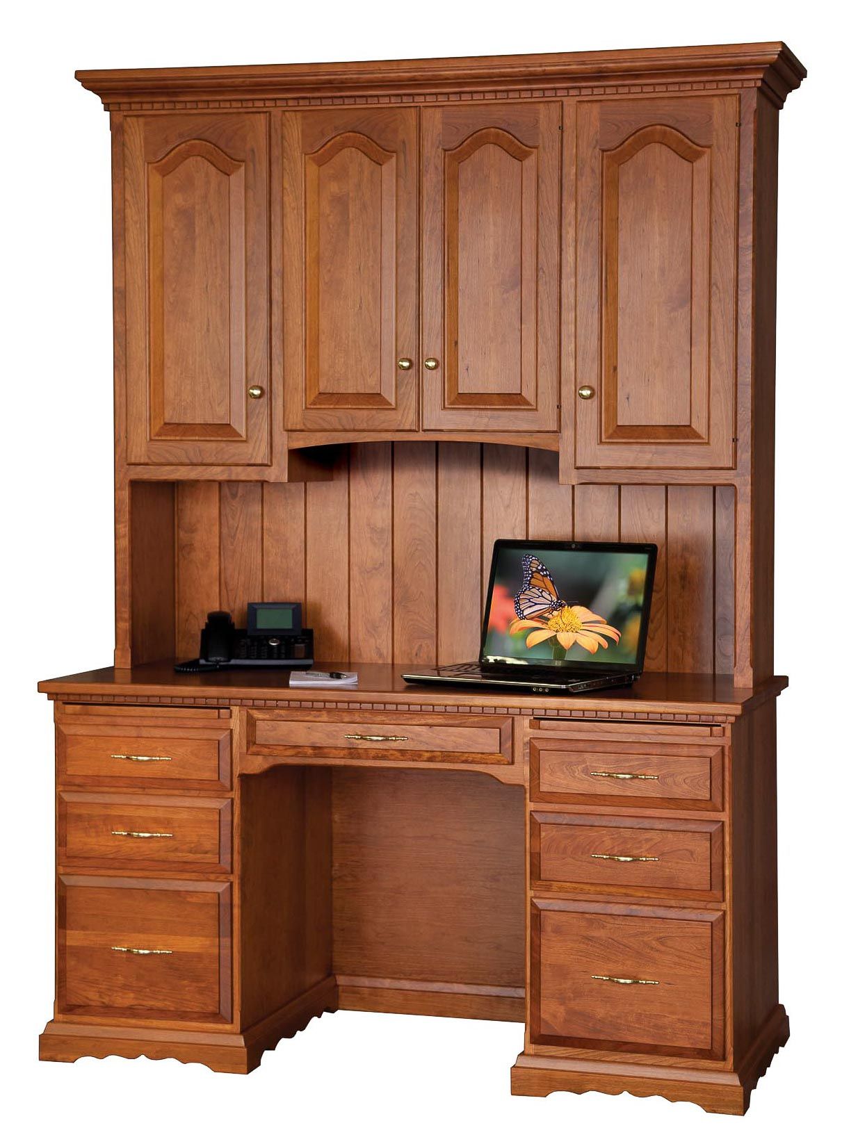 Scalloped Base Flat Top Desk with Hutch — Honey Brook, PA — Blue Ridge Furniture