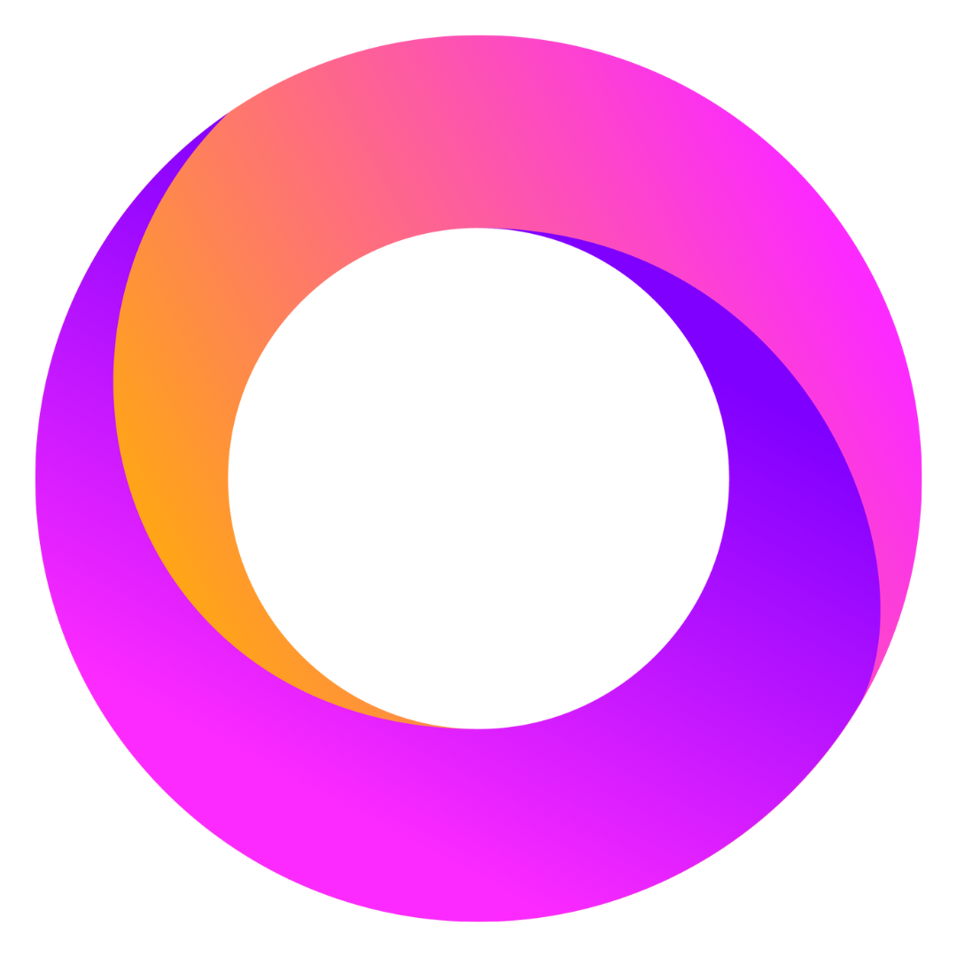 A purple and orange circle with a white circle in the middle