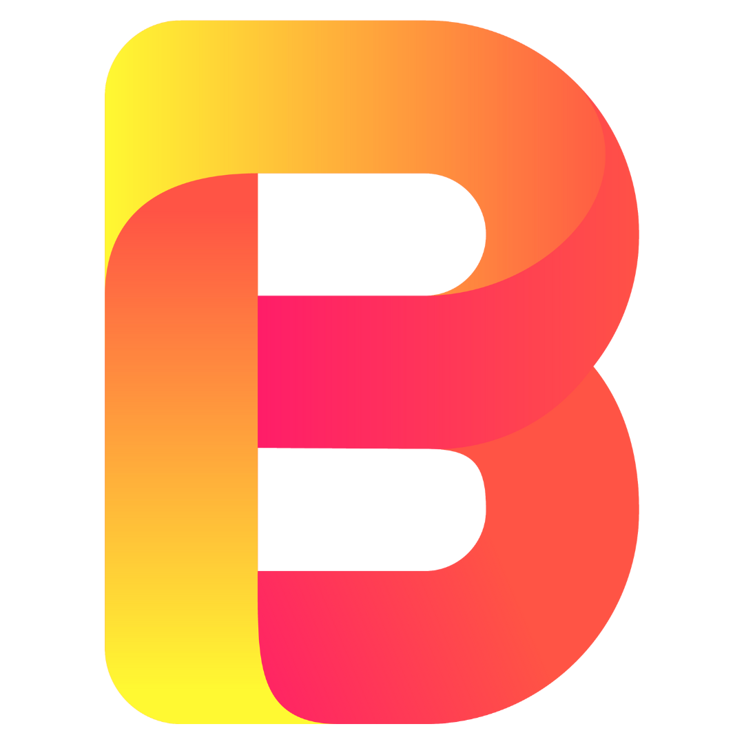 A colorful letter b is on a white background.