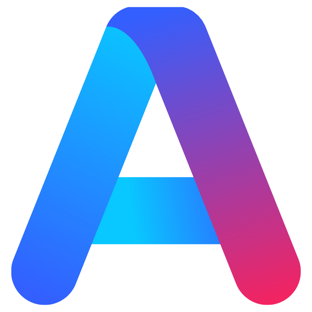 A blue and red letter a on a white background.