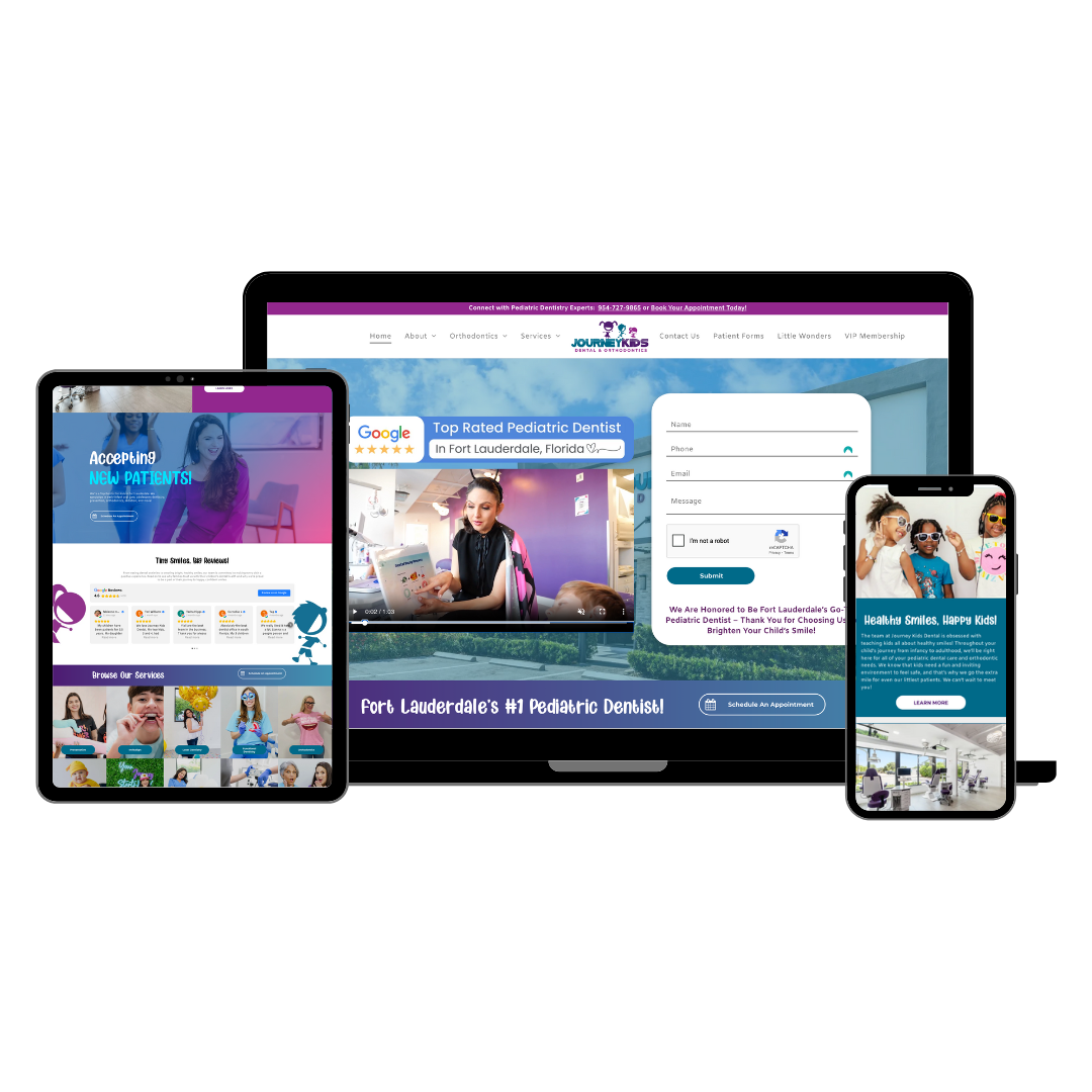 A laptop , tablet , and cell phone displaying a website.