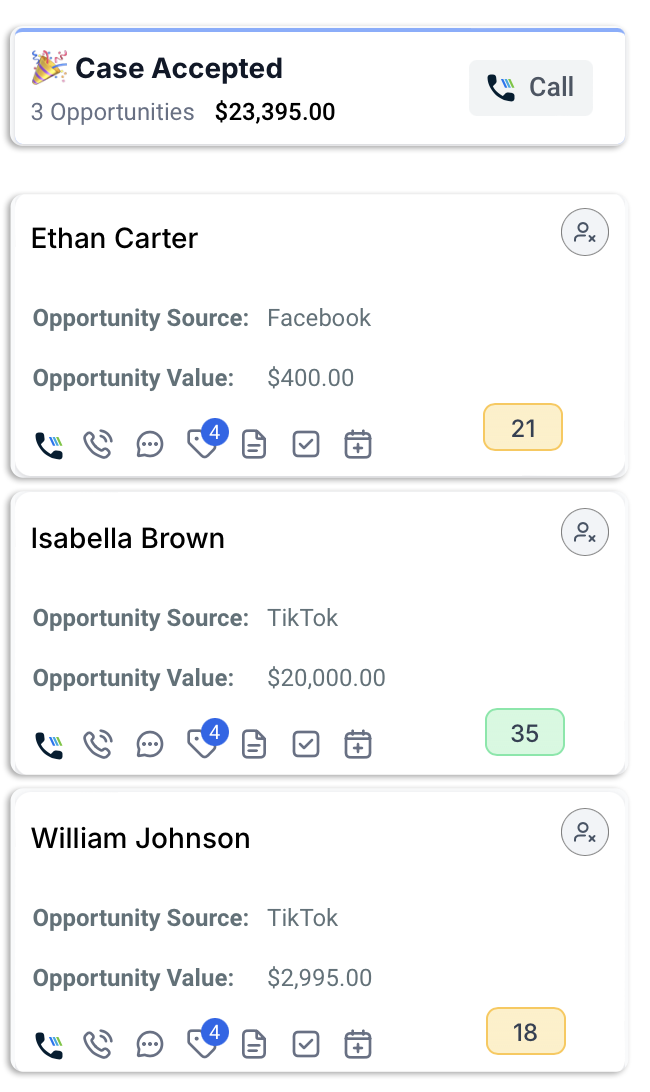 A screenshot of a phone screen showing a case accepted