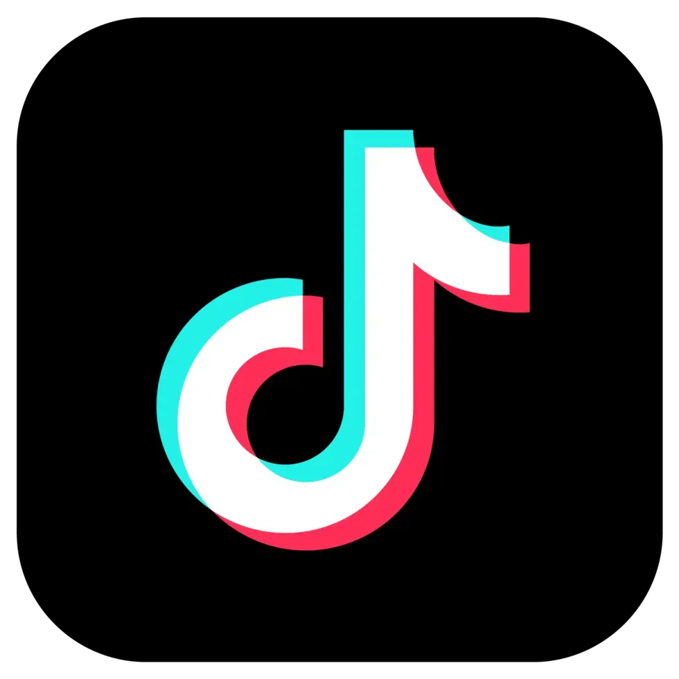 A tik tok app icon with a black background
