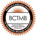 a national certification board logo for therapeutic massage and bodywork