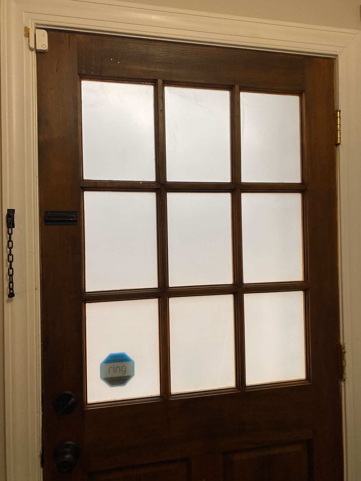 A door with a sticker on it that says ' a ' on it