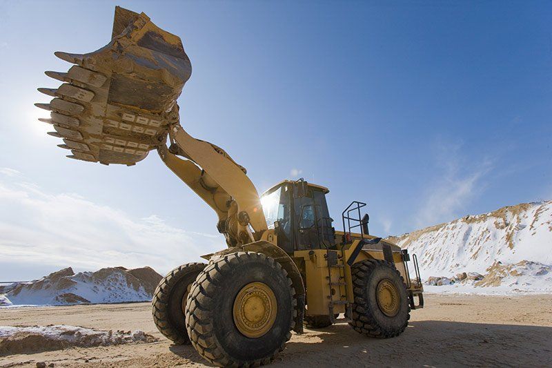 Low angle view of a front-end loader