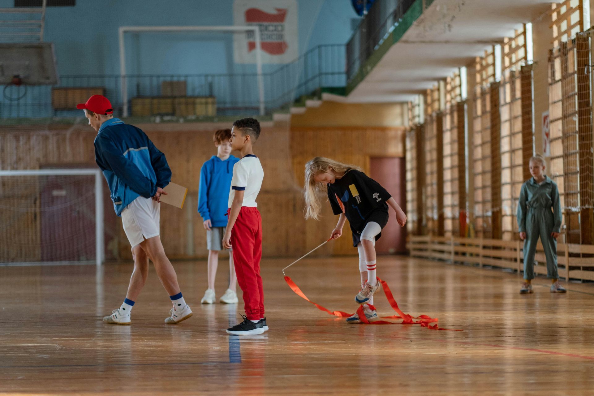 student athletes practicing