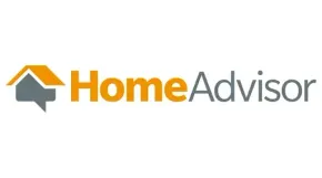 The HomeAdvisor logo, featuring an orange roof icon above a gray house shape, next to the company name in orange and gray.