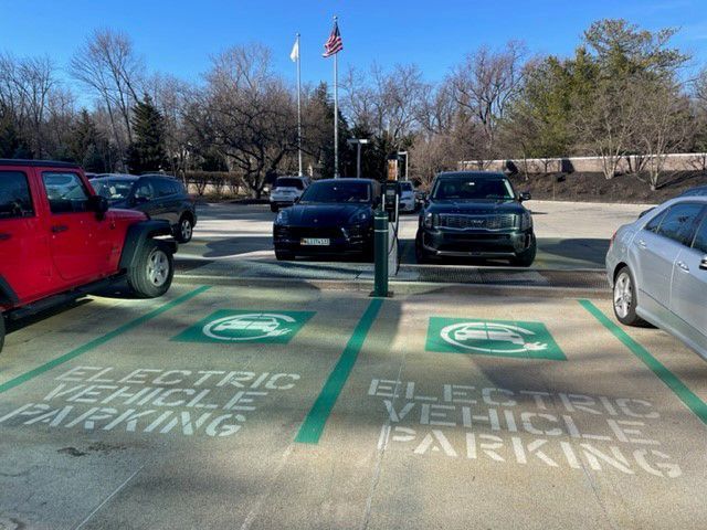 Two parking spaces marked 