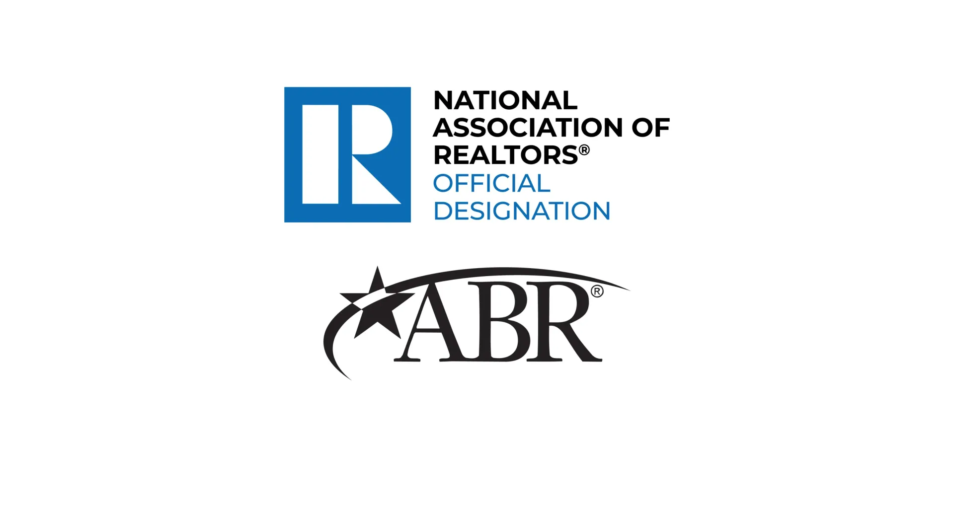 Logo for National Association of Realtors, with ABR designation, blue and black.