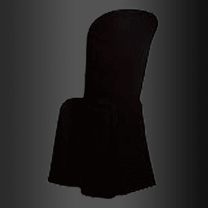 Una silueta de una silla negra sobre un fondo gris.