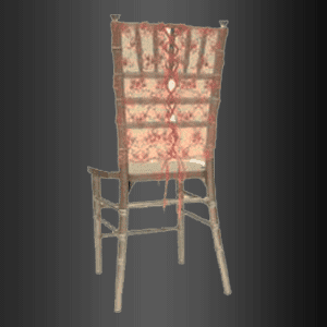 El respaldo de una silla con un estampado floral.