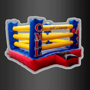Un ring de boxeo inflable que dice cml.