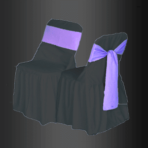 Dos sillas negras con marcos morados.