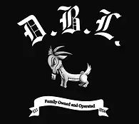 A black and white image of a goat on a black background.