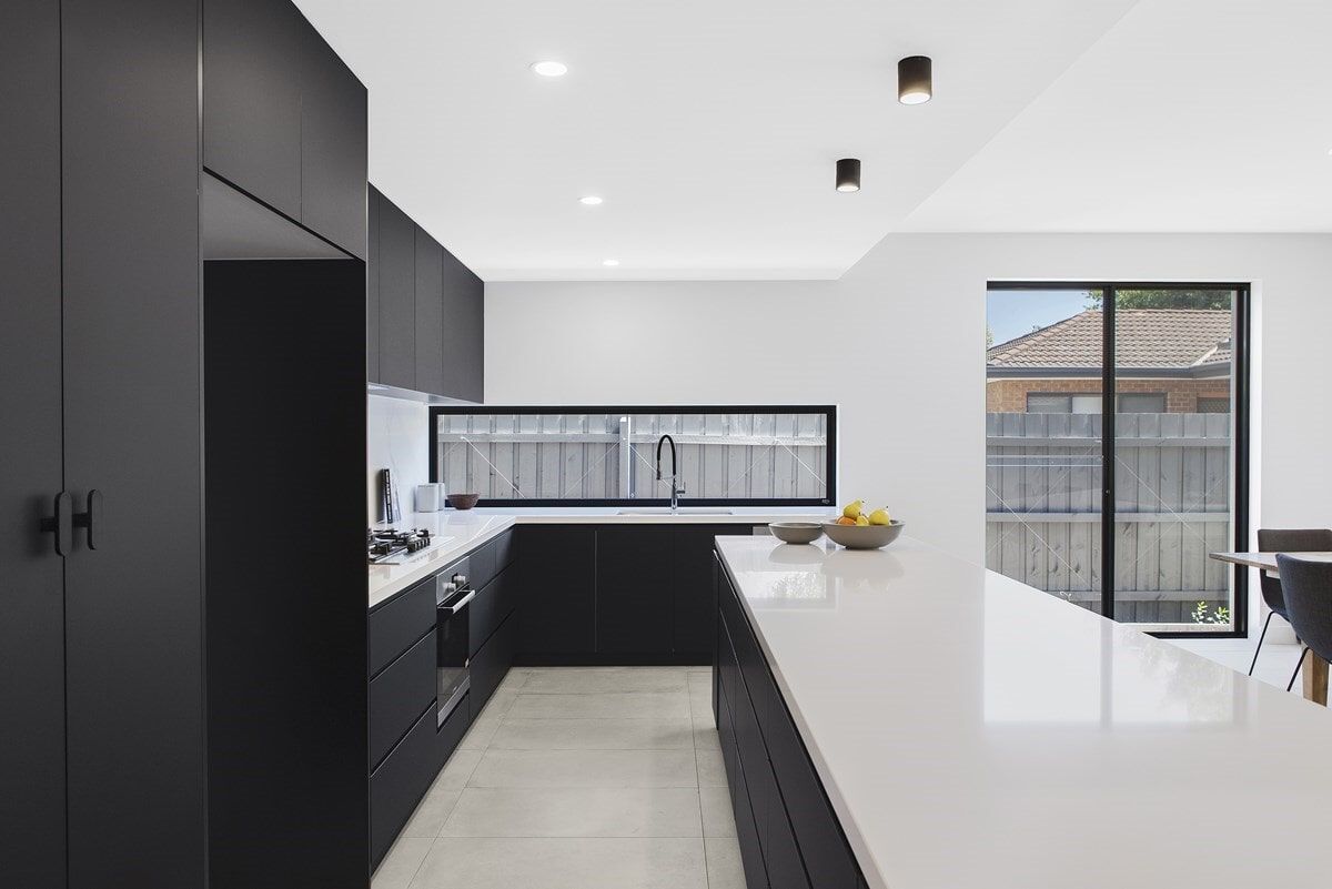 Black And White Kitchen — West Stone Benchtops in Orange, NSW