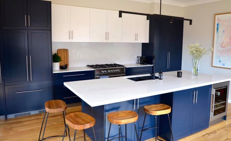 Kitchen Renovation Stone Benchtops with Blue C — West Stone Benchtops in Orange, NSWabinetry