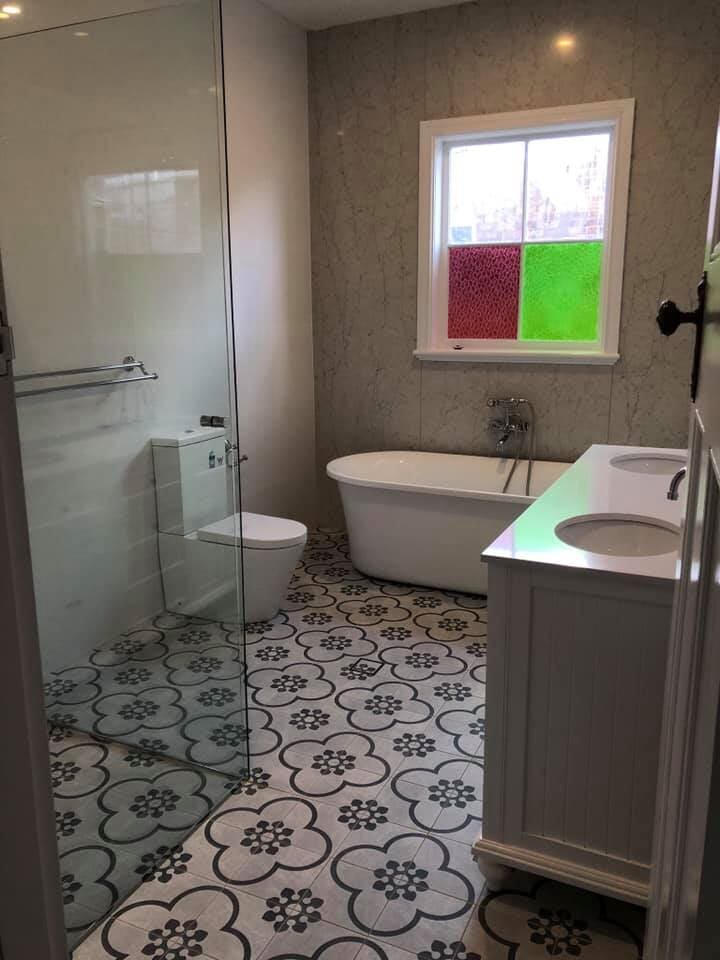 Retro Bathroom Renovation with Stone Vanity Top — West Stone Benchtops in Orange, NSW