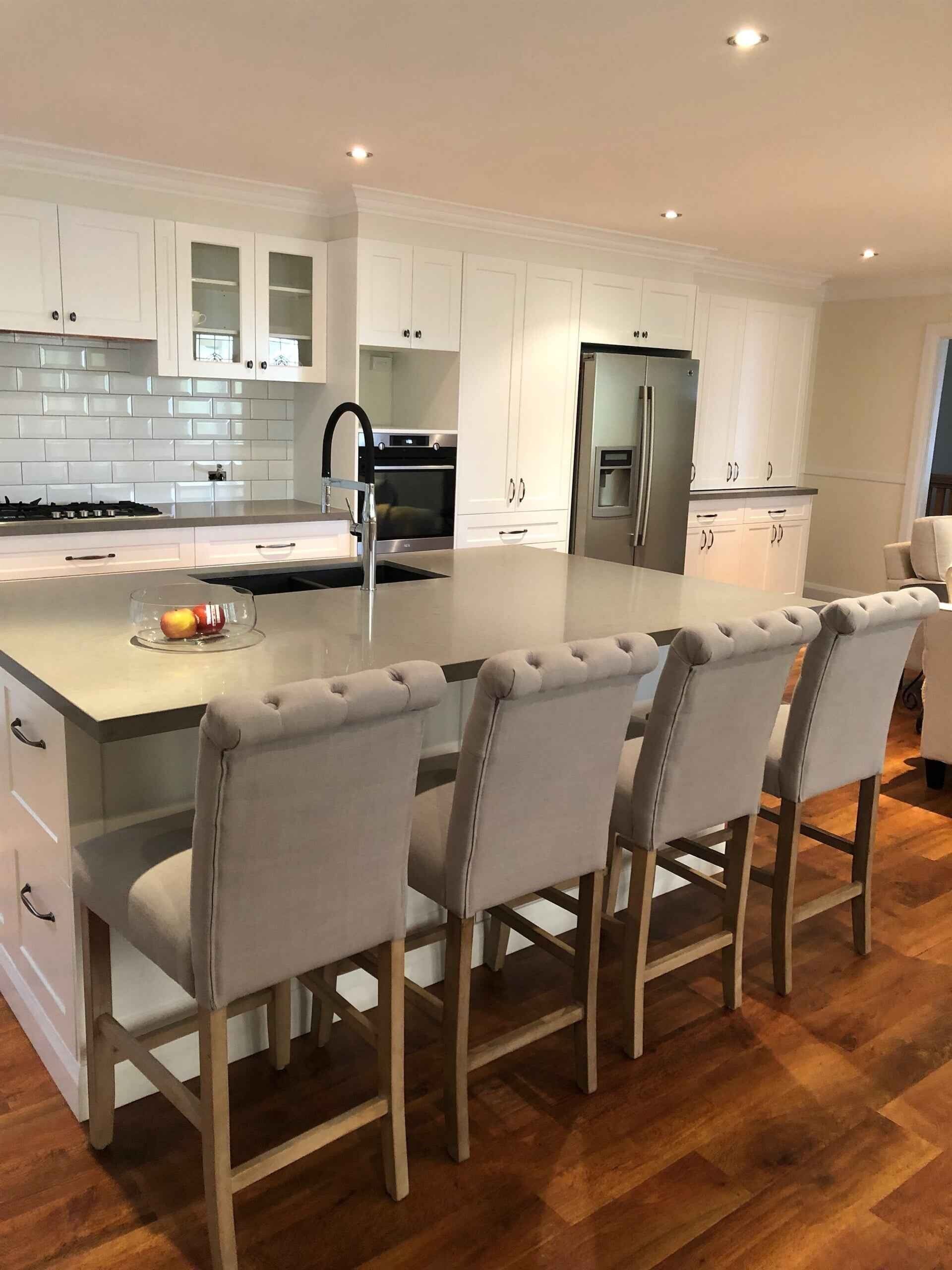 40mm Kitchen Island with Stools — West Stone Benchtops in Orange, NSW