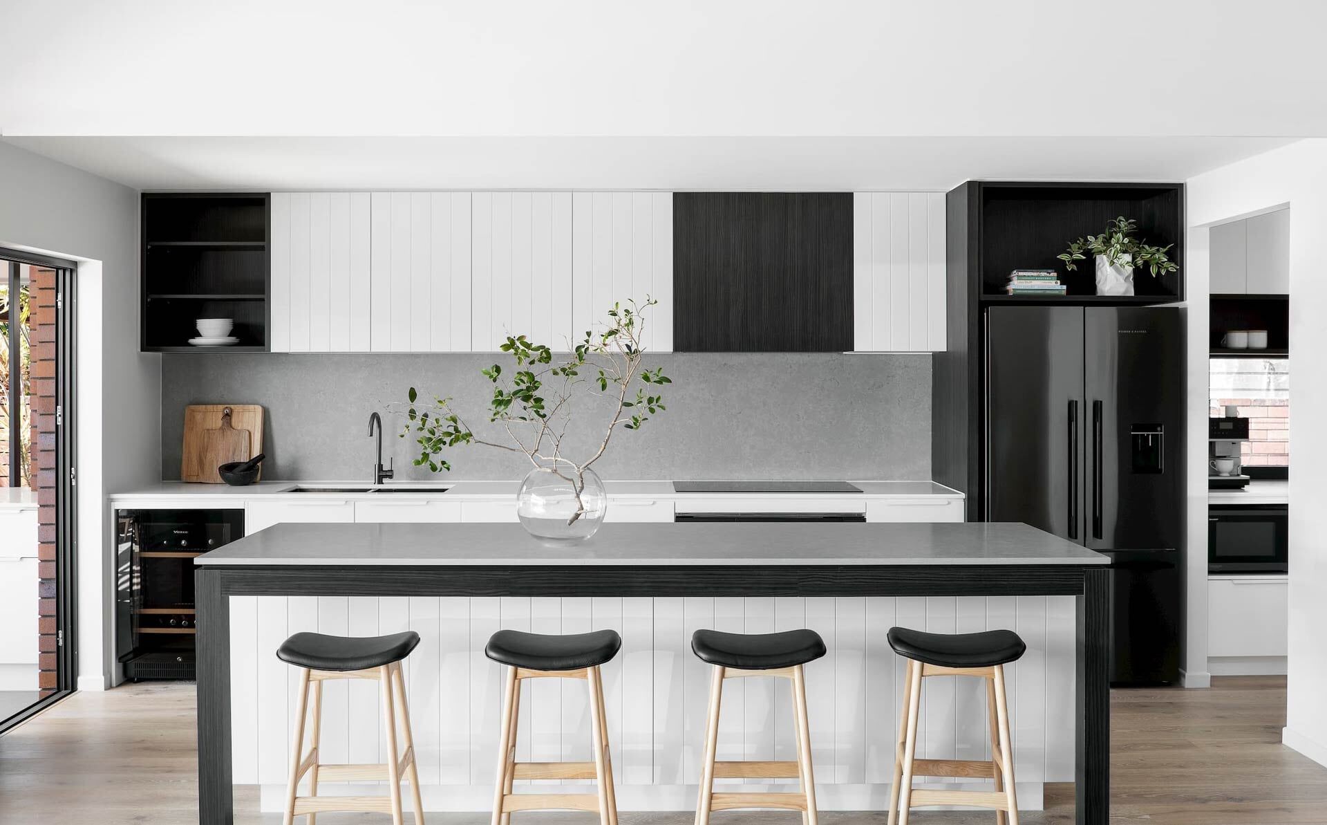 Black and White Themed Kitchen — West Stone Benchtops in Orange, NSW