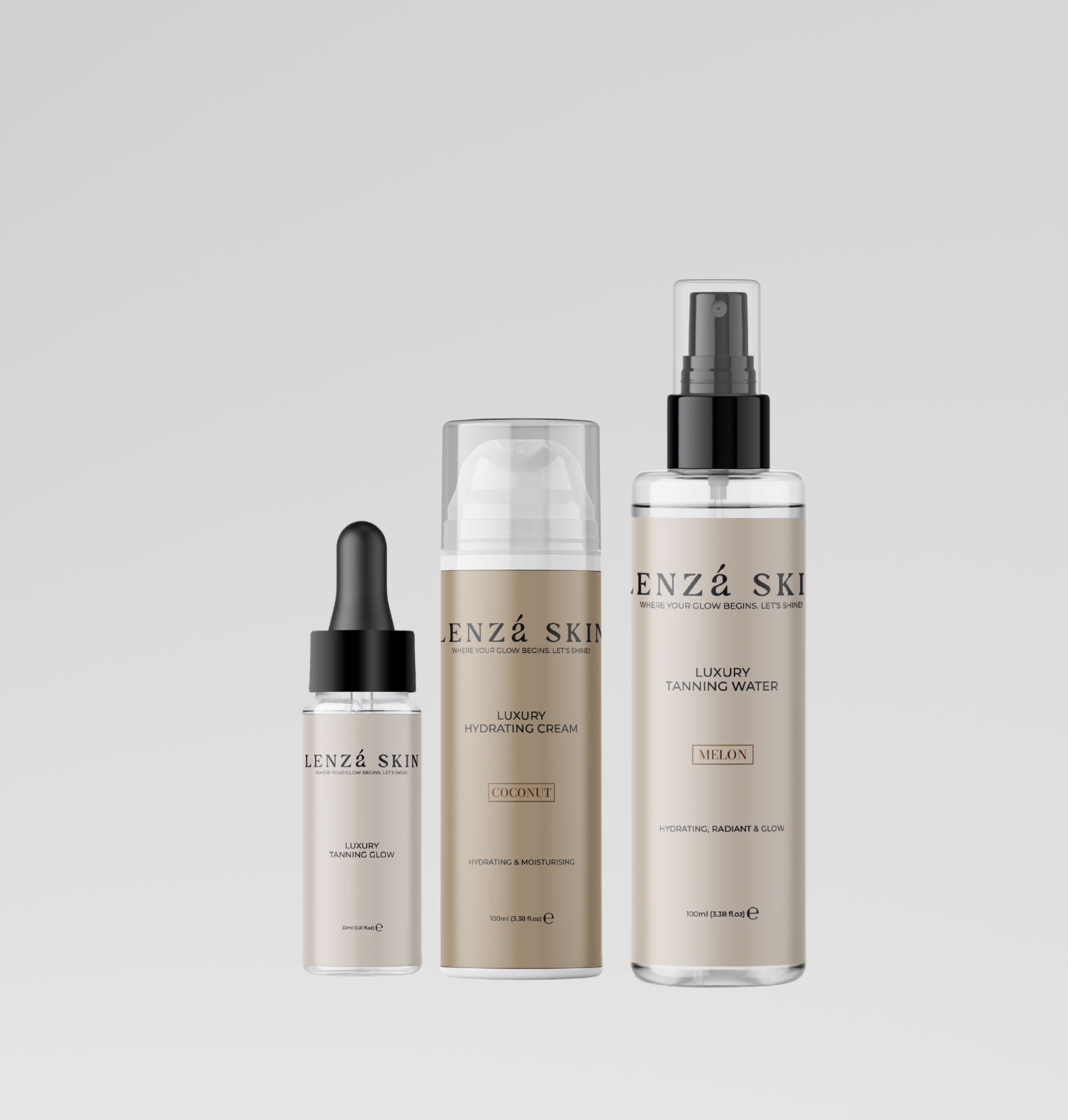 The Ultimate Glow Set: Tanning Water + Tanning Drops + Hydrating Cream