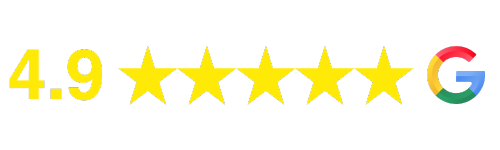 4.9 rating with yellow stars and Google logo.