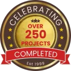 A seal that says celebrating over 25 years in business