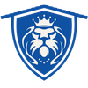 A blue shield with a lion and a crown on it.
