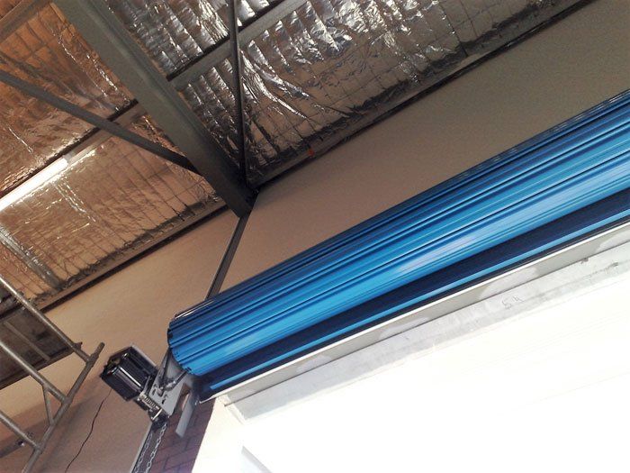 blue roller garage door