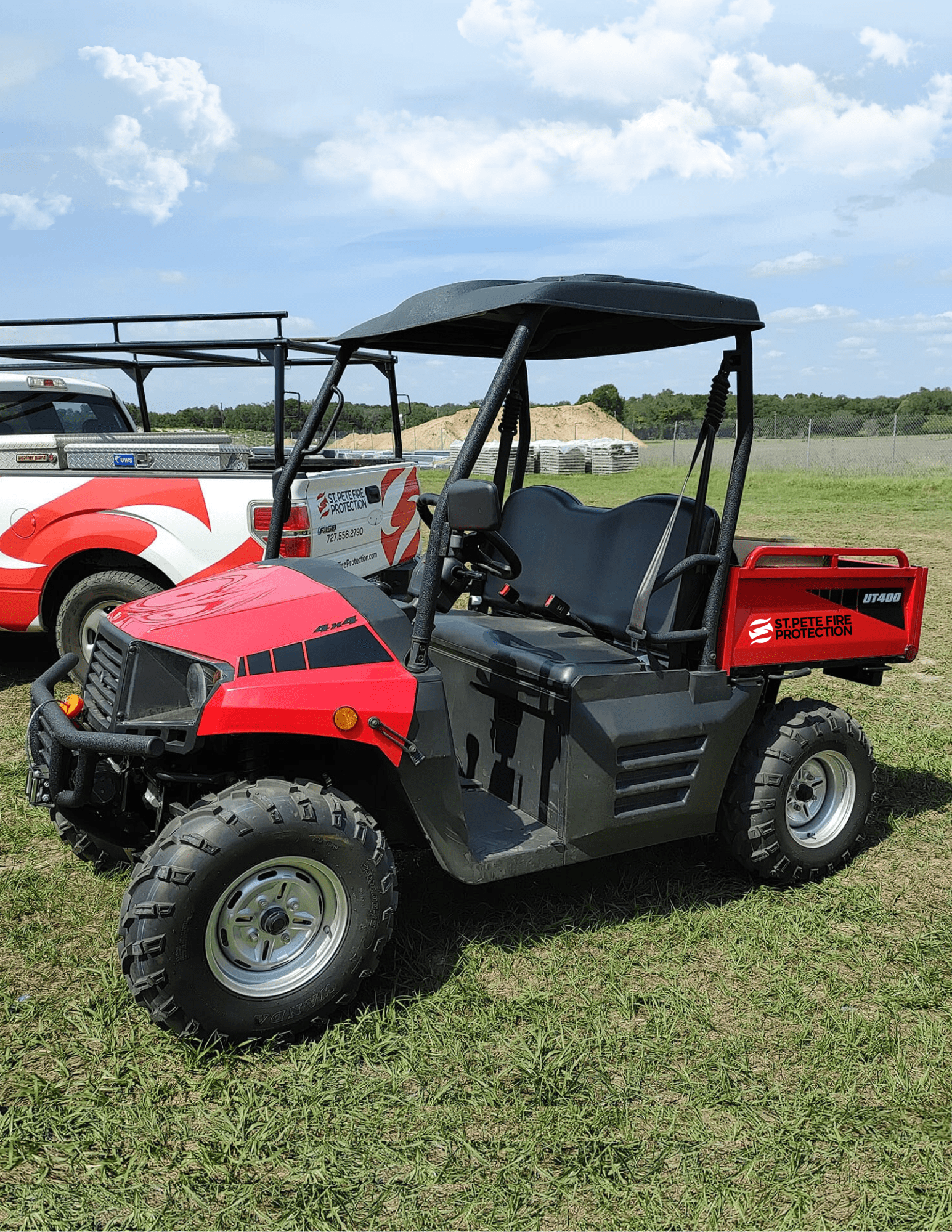 company golf cart for moving around job sites