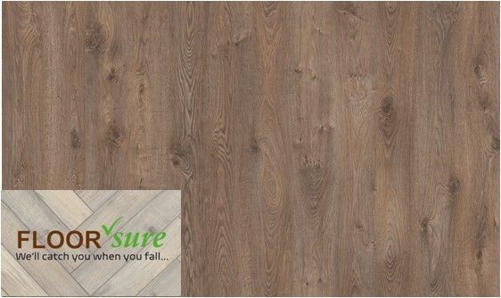 A close up of a wooden floor with a floor sure logo in the corner.