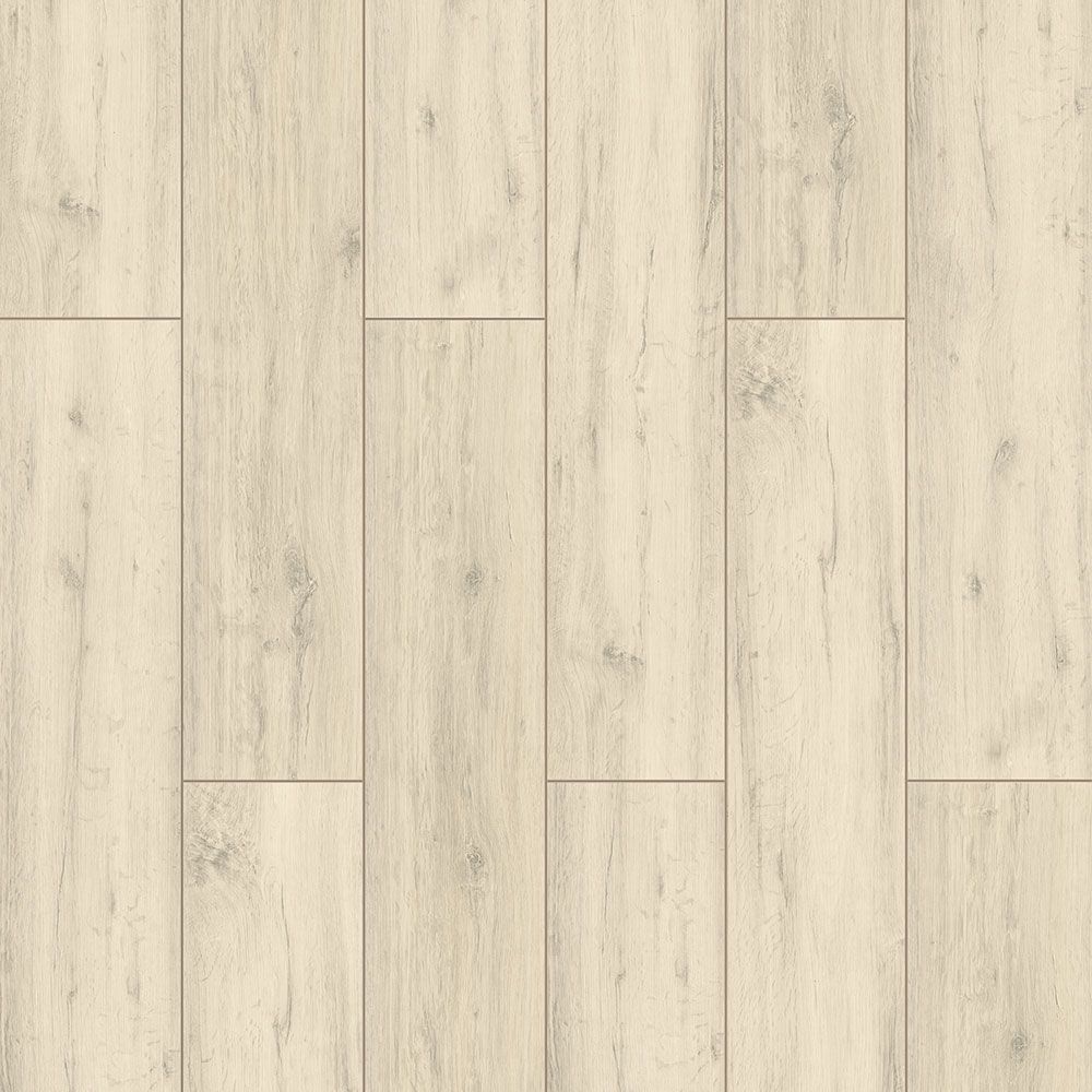 A close up of a white wooden floor with a seamless texture.