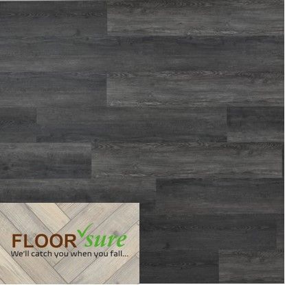 A picture of a dark wood floor that says floor sure