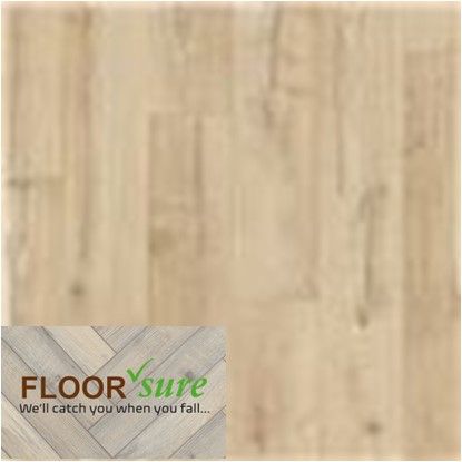 A close up of a wooden floor with a floor sure logo on it.