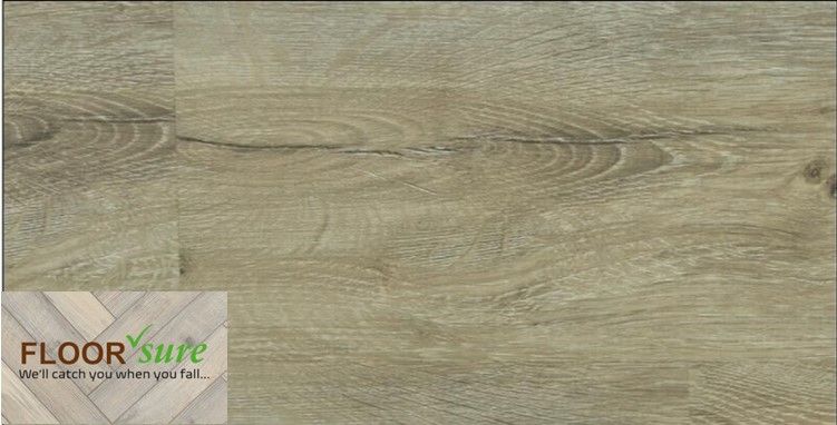A close up of a wooden floor with a floor sure logo in the corner.