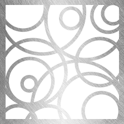 A square with a pattern of circles and swirls on it