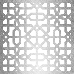A stainless steel plate with a geometric pattern on it.