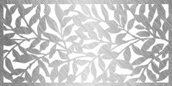 A stainless steel screen with a pattern of leaves on it.
