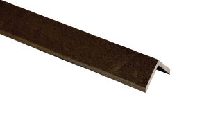 A brown l shaped piece of wood on a white background