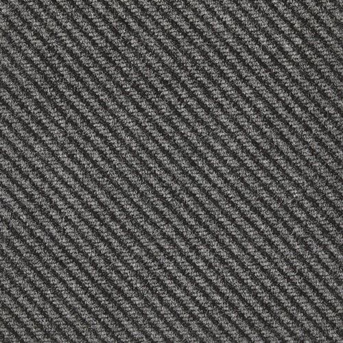 A close up of a gray striped carpet texture.